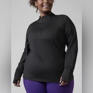 NWT Athleta Whistler Half Zip Pullover Black Size 1X
